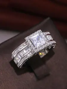 Fashion Elegant Synthetic Moissanite Ring, Cuban Moissanite Ring, Luxury Engagement Ring for Women, Trendy All-match & Exquisite Jewelry for Birthday Gift