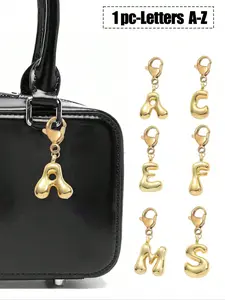 Bubble Letters Cute Chubby Necklace Pendant Bag Pendant-Lucky Crystal Pendant, Alphabet Letters A-Z, Perfect Gift For Birthdays And Special Occasions, Key Chain Ring Pendant Car Pendant Gift For Ladies And Girls, Wallet Handbag Accessories.