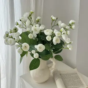 Aesthetic 12-Head Mini Camellia Tea Bud Bouquet |   Real-Touch Faux Silk Flowers for Home & Hotel Decor |   Elegant Wedding Hall Floral Props |   2026 Spring Flower Arrangement