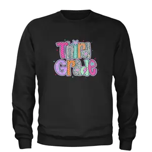 Third Grade Thunder Colorful Back to School Adult Crewneck Sweatshirt