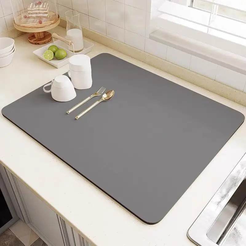 Absorbent Dish Drying Mat, 1/2 Counts Modern Simple Square Kitchen Drip Mat, Coffee Table Mat