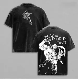 Seven Deadly Sins Escanor Oversized Tee - "Who Decided That" Pride Sin Retro Graphic Heavy Cotton Unisex Anime Streetwear Gift For Fans,intage Anime Shirt