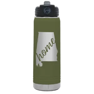 Alabama Home 20 oz Water Bottle | Olive Green