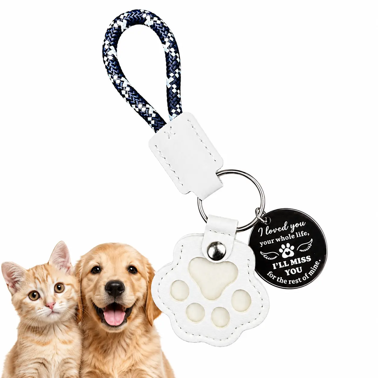 HOLDNEAR 2026 Pet Fur Memory Paw Keychain - Cute, Heirloom, Charms, Medallion, Fashion Keychains - Hair Keepsake Charm, Sympathy Memorial Gift for Grieving Owners, Cute Keychains