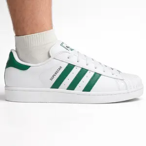 Adidas Originals Men's White/Green Superstar 2 Sneakers, JQ4730 (No Box)