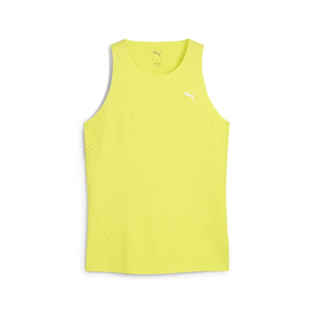 PUMA Womens Run Cloudspun Crew Neck Athletic Tank Running  - Yellow