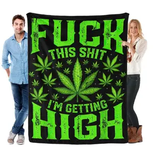 Fuck This Shit I'm Getting High Graphic Marijuana 420 Stoner Blanket Gift for Girls Boys Women Super Soft Flannel Blanket for Sofa Couch Bed Camping Travel Plush Warm Home Decor for All Seasons  Warm Haven Textiles