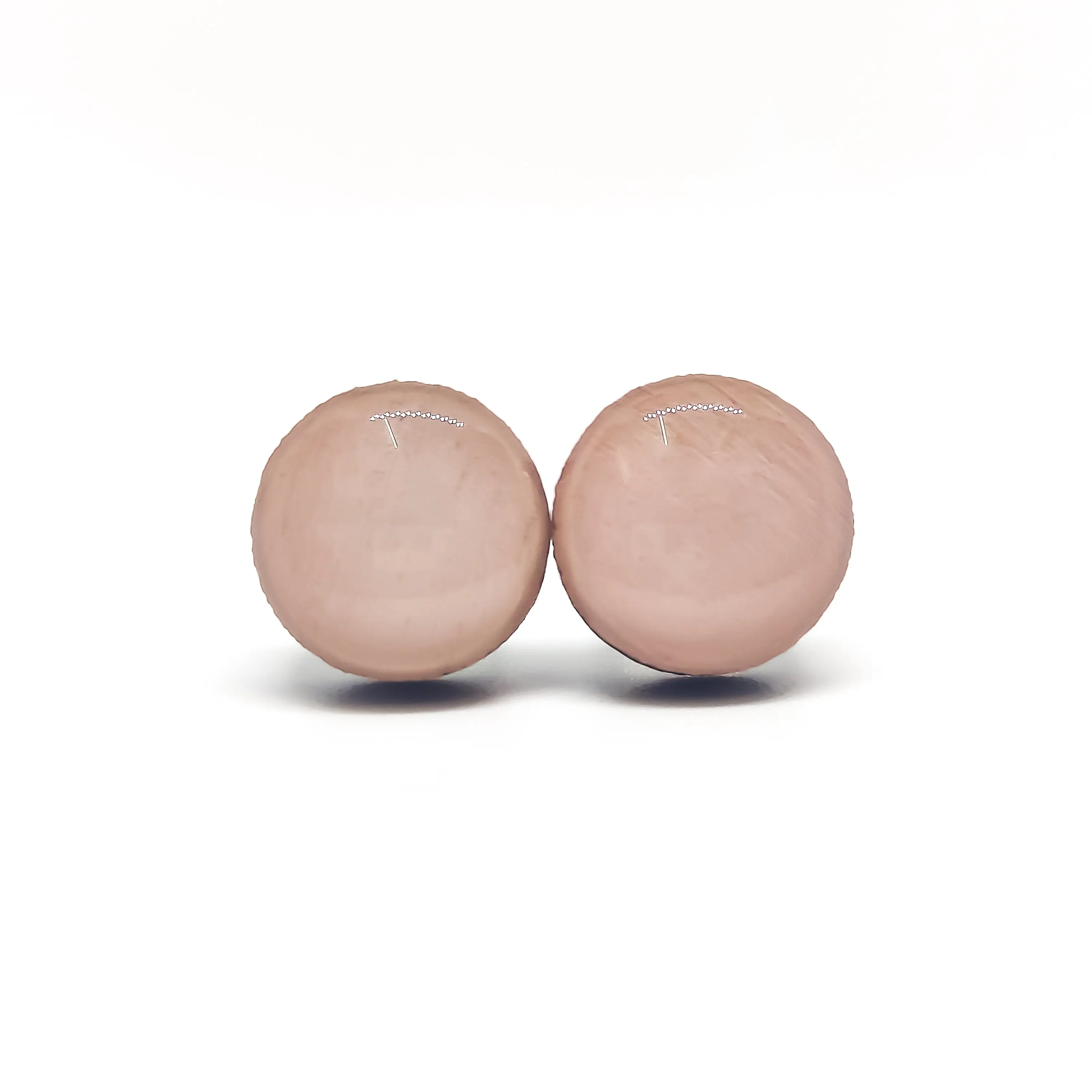 Light Blush Pink Stud Earrings 10 mm, Handmade by Candi Cove Designs, Posts for Sensitive Ears