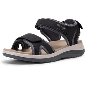 Women's Orthopedic Wide Sandals Strappy Arch Support Flat Sandals for Plantar Fasciitis & Swollen Feet |   Adjustable Ankle Strap