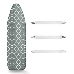 Extra Thick Padding Silicone Coated Ironing Board Cover and Pad, 15 x 54 inch, Grey