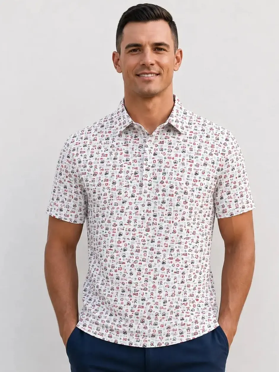 The Ohio State Gameday Mens Short Sleeve Performance Polo Gifs For Him And Her Polo Golf 3D, Classic Fashion, Fits Every Occasion, Soft