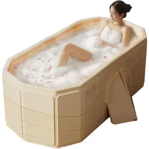 Foldable Bathtub for Adult 59'in Foldable Collapsible tub Portable Bathtub for Bathroom Folding  Tub for Shower Stall, Ideal for Small Spaces Folding Tub (Golden, XXL: 59"L x 33.8"W x 21.6"H)