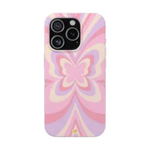 🦋 “Retro Flutter” iPhone Case, Pink Butterfly Phone Case, Retro Vibes, Aesthetic Phone Cases, Trendy iPhone Case