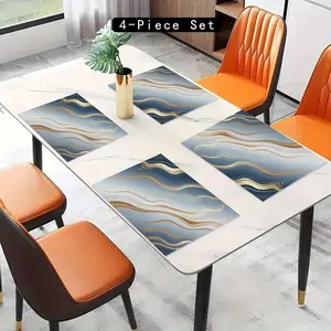 4pcs Luxury Gold Blue Marble Placemats, Modern High-End Table Decorations, All-Season Use, Durable Print, Perfect for Parties, Coffee Tables, Dining Rooms