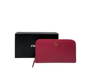 Pre-owned PRADA LEATHER Small Leather Goods SAFFIANO ZIPPY WALLET IN DEEP PINK
