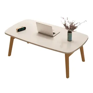 【Christmas Gift】White Folding Coffee Table Collapsible Wooden Mini Desk Multifunctional Foldable Coffee Tables for Small Spaces Study Bedroom Living Room Kitchen Home Office