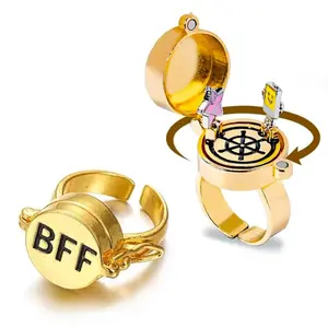2Pcs Upgraded Best Friends Forever BFF New Fun Buckle and Bettle Rotating Bearings Rings