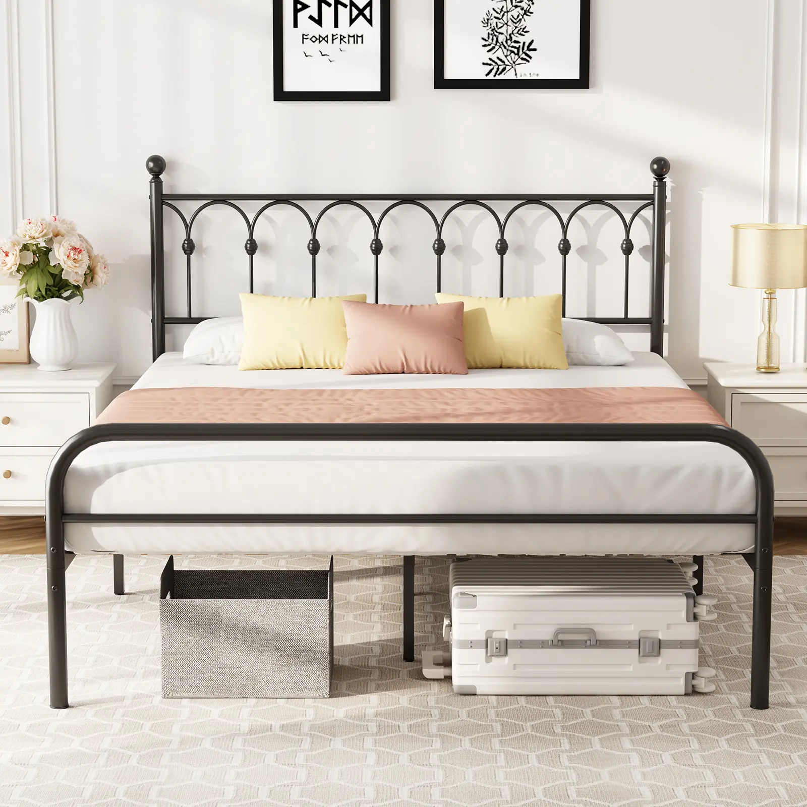 Bed Frame Heavy Duty Metal Platform with 11.9" Under-Bed Storage, No Box Spring Needed, Easy Assembly Bed Frame Heavy Duty Metal Platform with 11.9" Under-Bed Storage, No Box Spring Needed, Easy Assembly