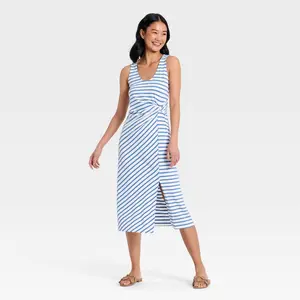 Women's Tie-Front Twist Midi Dress - A New Day
