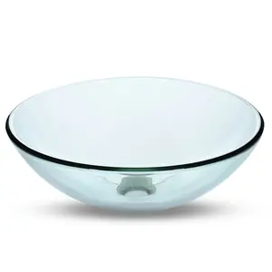 Aquaterior 16" Round Bathroom Glass Vessel Sink Bowl Lavatory Basin