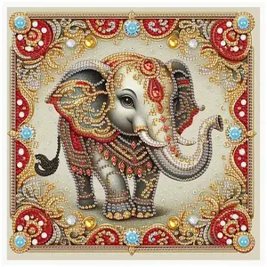 Elephant Pattern DIY Diamond Arts Colorful Painting Kit, 1 Set 5D Special Shape Art Painting Kit for Beginners, Wall Art Decor for Home