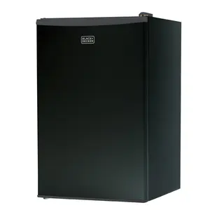 BLACK+DECKER 4.3 Cu. Ft. Compact Refrigerator, ENERGY STAR Certified Small Refrigerator, Single Door Mini Fridge with Chiller Compartment, Personal Fridge for Home or Dorm Room, BCRK43B, Black