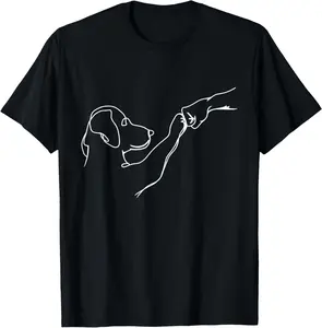 Dog and People Punch Hand Dog Man Friendship Bump Dog's Paw T-Shirt