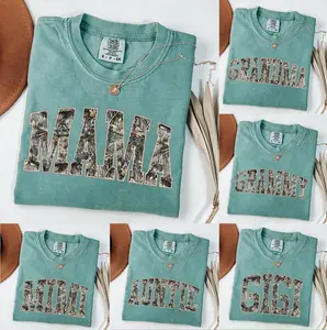 Comfort Colors Custom Mama LightGreen T-Shirt | Personalized Family Gift |Hunting Mama T-Shirt, Camo Mama Shirt, Mother's Day Gift, Camouflage Mama T-Shirt, Varsity Mama Shirt, Retro Mam Shirt