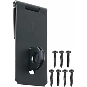 Padlock Door Latch Hasp Latch Gate Latches,4 in SUS304 Stainless Steel Packlock Clasp Hasp Door Lock Hinge Lock for Doors,Cabinet,Wooden Case,Drawer,Window,Barn Door,Matte Black Shed Lock