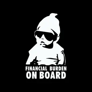 Financial Burden on Board - Baby on Board Car Sticker Reflective Safety Decal for Kids Scratch Cover Cute Car Decoration Waterproof Sun Resistant Long Lasting Adhesive