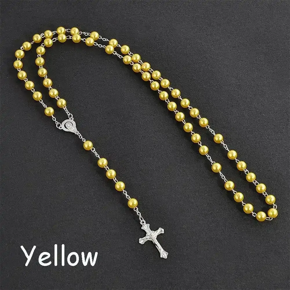 Women's Vintage Crystal Beaded Religious Rosary Necklace - Faith-Based Fashion Accessory with Elegant Crucifix, Virgin Mary Crystal Pendant for Spiritual Connection, Crucifix Necklaces, Bead Necklaces