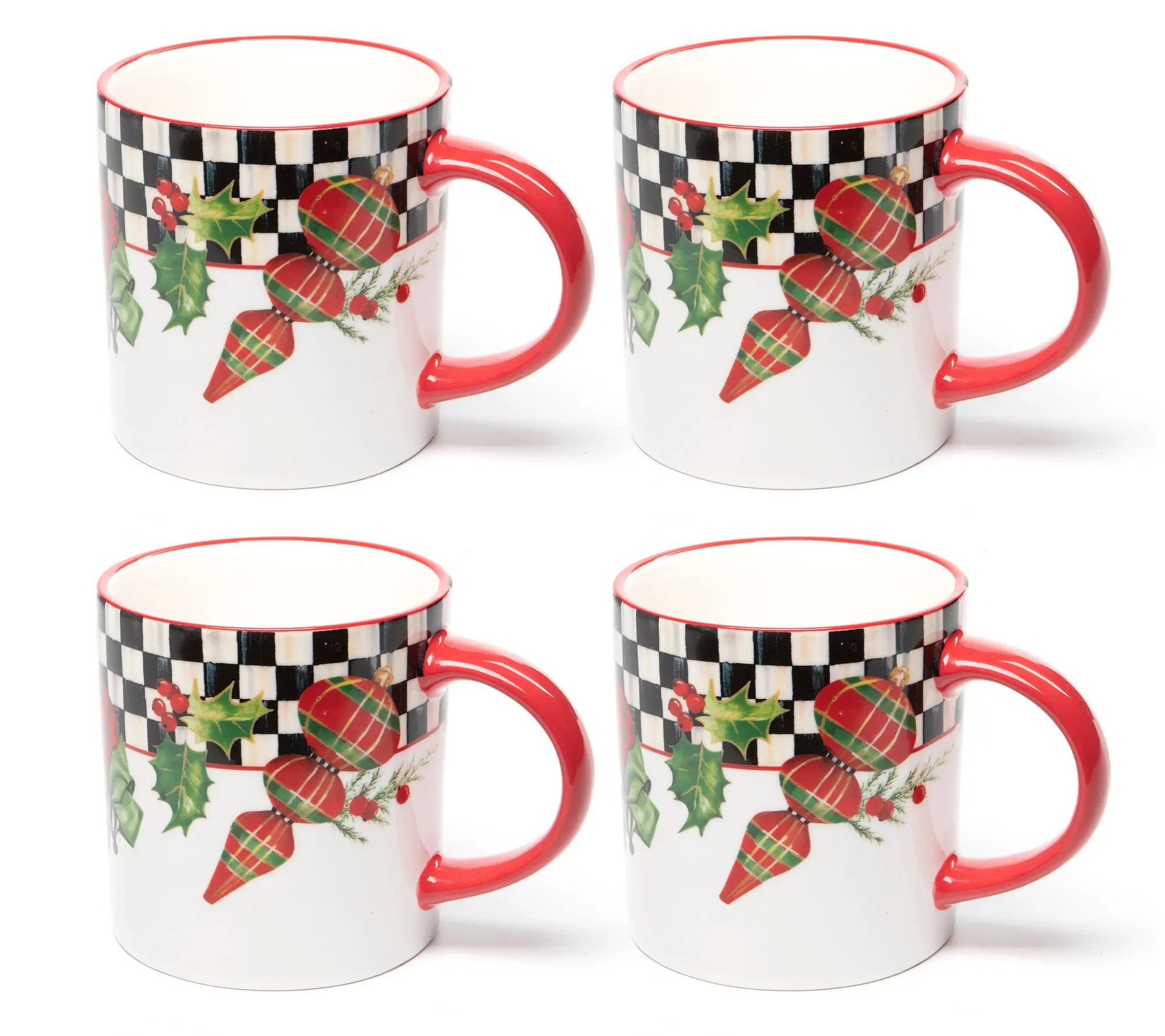 Mackenzie- Childs Deck the Halls Set of 4 Mugs Mackenzie- Childs Deck the Halls Set of 4 Mugs