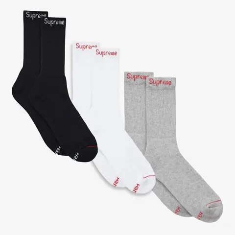 Supreme x Hanes Cushion Crew Socks (1 Single Pair of Socks)
