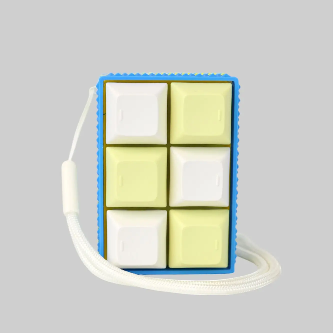 6 KEY Blue and Yellow  Picky Party Clicky Keychain - you customize Tactile Switch