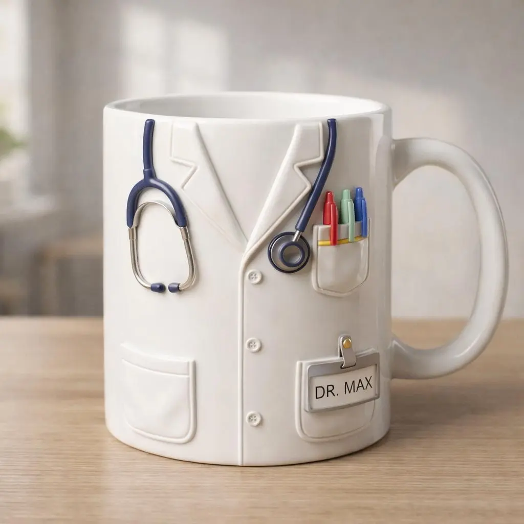Personalized Doctor Coat Ceramic Cup, Medical Uniform Design, Healthcare Gift For Doctor Nurse Graduation