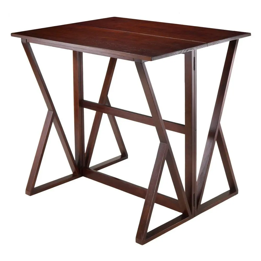 Antique Walnut Counter Height Table - Small Foldable Extendable Indoor Table for 2, Ideal for Casual Meals, Formal Dining in Dining Room