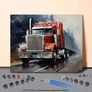 Truck Pattern DIY Digital Painting Kit without Frame, 1 Set Acrylic DIY Paint by Numbers Kit, DIY Wall Art Painting for Home Decor