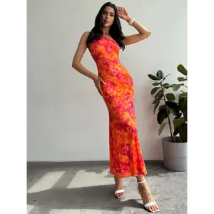 Firerie Women's Summer Elegant Beach Floral Print Bodycon One Shoulder Twist Knot Dress Hawaii,Summer Dresses For Women Piece Fit