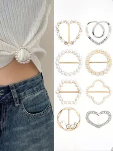 Artificial Pearl Brooch Set, 8 Counts/set Hollow Out Brooch for jackets, sweaters, DIY Clothing Accessories for Women & Girls