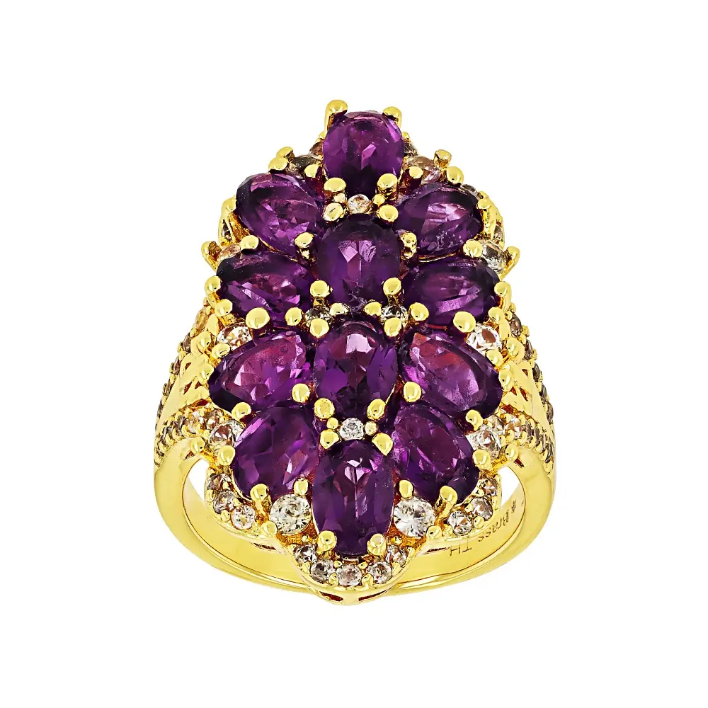 JTV Purple Amethyst 18k Yellow Gold Plated Ring 5.39ctw