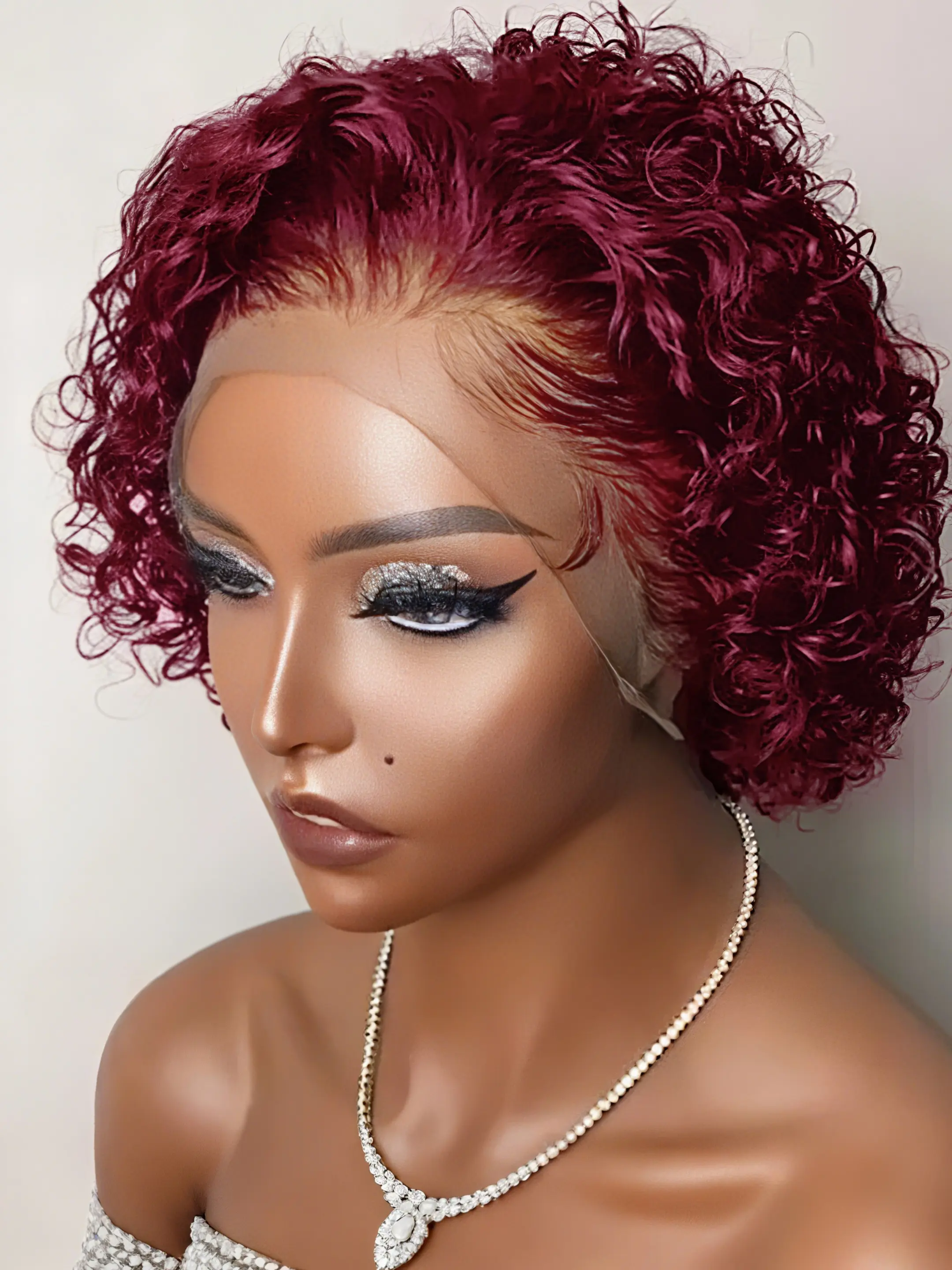 Curly Lace Front Bob Wig Pixie Cut with Baby Hair Remy Human Hair Water Wave Choshim Short Curly Water Wave Bob Lace Front Wig with Baby  main image 2