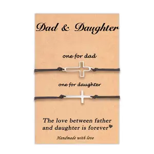 Cross-matching bracelets for Dad and Daughter, birthday and Christmas gifts for Mom, Mother, and Son. Bracelets for Fathers and Mothers' Day gifts,Handmade woven bracelets for mothers and daughters, fathers, and sons