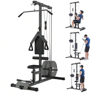 Pulldown Machine, Multi-Functional Cable Machinewith High and Low Pulley Station, Row Cable MachineHome Gym with Leg Support, Tricep WorkoutEquipment