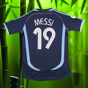 2006 Away Retro blue No.19 Messi Short Sleeve Soccer Jersey
