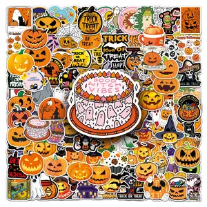 Halloween Pumpkin Stickers Series, 200pcs Horror Face Designs Decals Stickers for Scrapbooking Journals Laptops Water Bottles Cars, Positive Message Gift