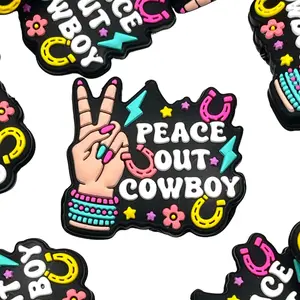 1pc Peace Out Cowboy Silicone Focal Beads - Stylish Western Theme DIY & Crafting Supplies