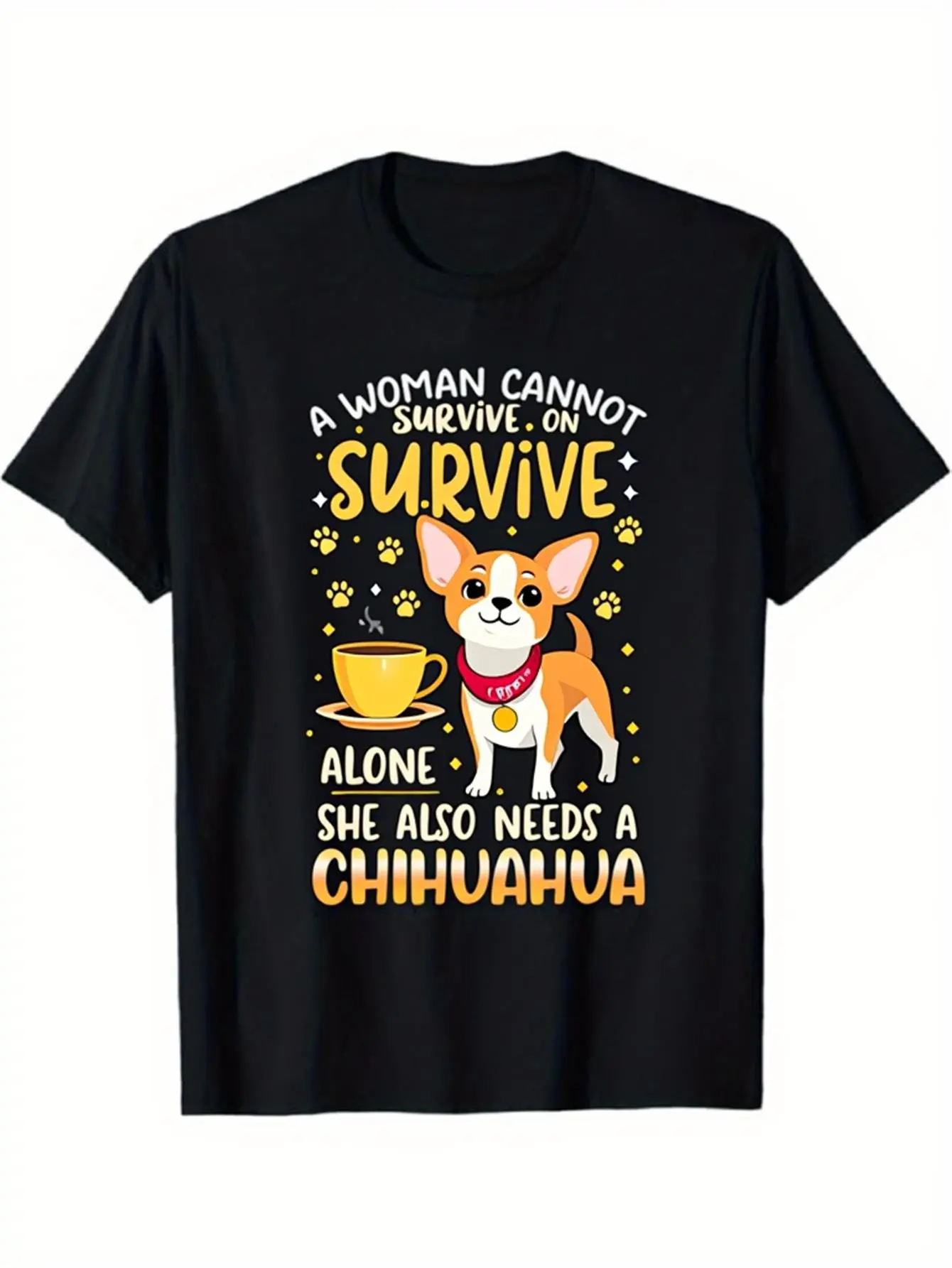 Chihuahua T-Shirt for Women-Cute Chihuahua with Ch unisex soft cotton short sleeve t shirt, vintage graphic casual tee for men women teens, perfect birthday holiday gift for camping travel gym daily street  wear