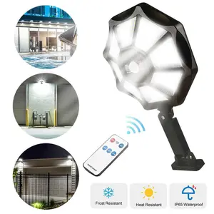 Solar Lights Outdoor, LED 6500K Flood Light Dusk to Dawn, 8 Sides Parking Lot Lights with Motion Sensor, IP65 Waterproof Solar Powered Outdoor Lights for Yard, Pools