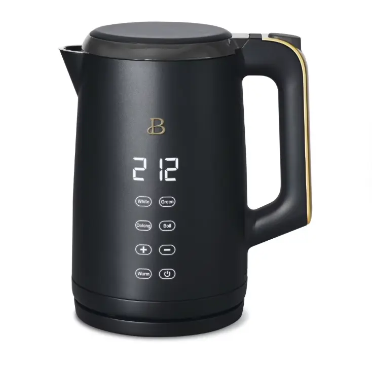 Beautiful 1.7-Liter Electric Kettle 1500 W with One-Touch Activation, Black Sesame by Drew Barrymore
