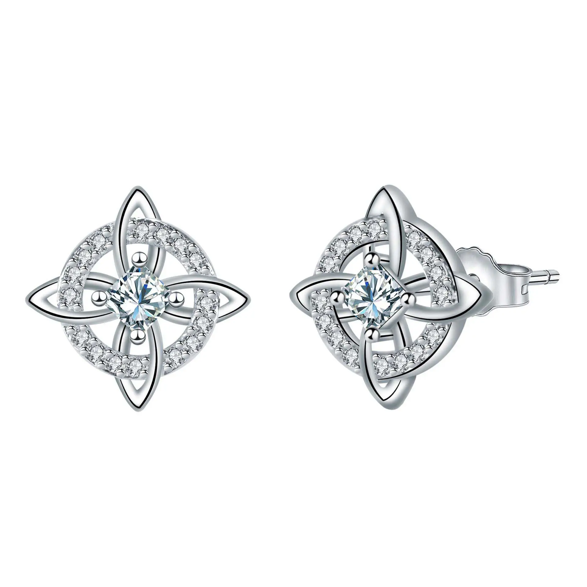 Zircon Celtic Knot Earrings, Witch Knot Earrings, Fashionable, Versatile, High-End, Suitable for Everyday Use, as a Gift for Your Girlfriend, or as Wedding Jewelry